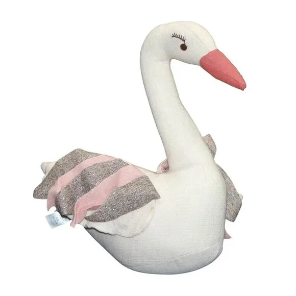 Pier 1‎ Imports Swan Pillow With Pink Silver Glitter Wings 14