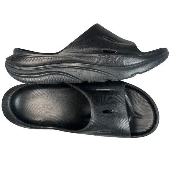 Hoka Ora Recovery Slide 3 Sandals Mens 8 Womens 10 Black Comfort Athletic Travel
