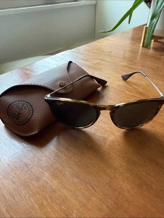 Ray-Ban “Erika” Tortoiseshell Frame Sunglasses with Brown Lenses