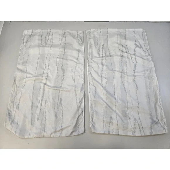 Donna Karan Home White Grey Watercolor Stripe Standard Pillowcase Set of 2