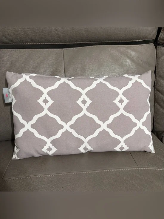 Decorative Geometric Toss Pillow in Gray and White (Cover Only)