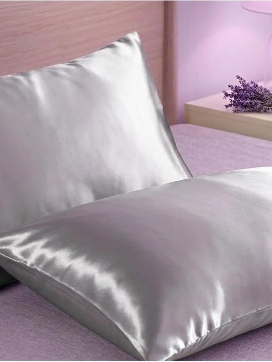 Silver Satin Pillowcase Pair - King Size