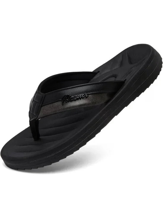 Men's Black Polyurethane Flip Flops Comfortable Outdoor Thong Sandals Casual