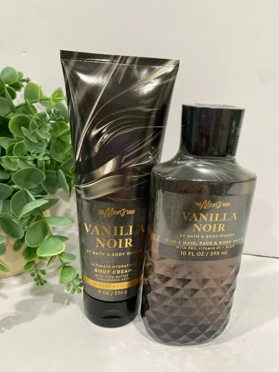 Men’s “Vanilla Noir” Bath & Body Works New 2-Pc Body Care Set