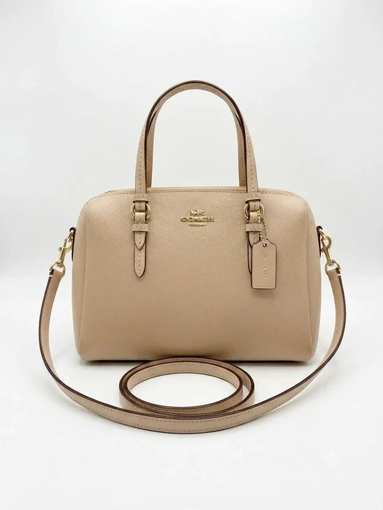 Coach Beige Saffiano Leather Small/ Medium Satchel/Crossbody Bag - (EUC)