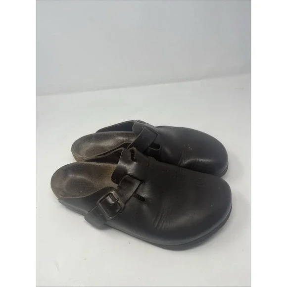Birkenstock Boston Brown Leather Buckle Slip-On Men's 10 Sandals Arch Support