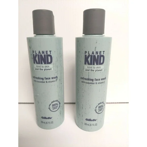 Gillette Planet Kind Cucumber & Vitamin E Refreshing Face Wash 6.7 Oz Lot‎ of 2