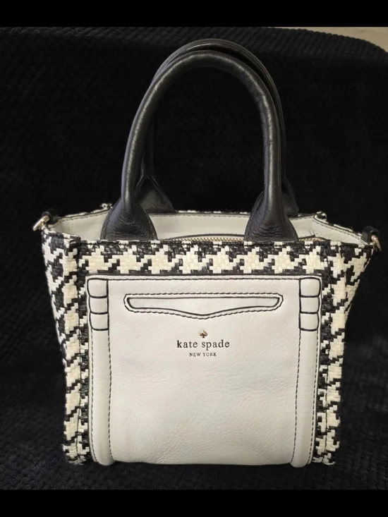 Kate Spade Classic Black & White Houndstooth Tote Claremont Drive Marcella Line