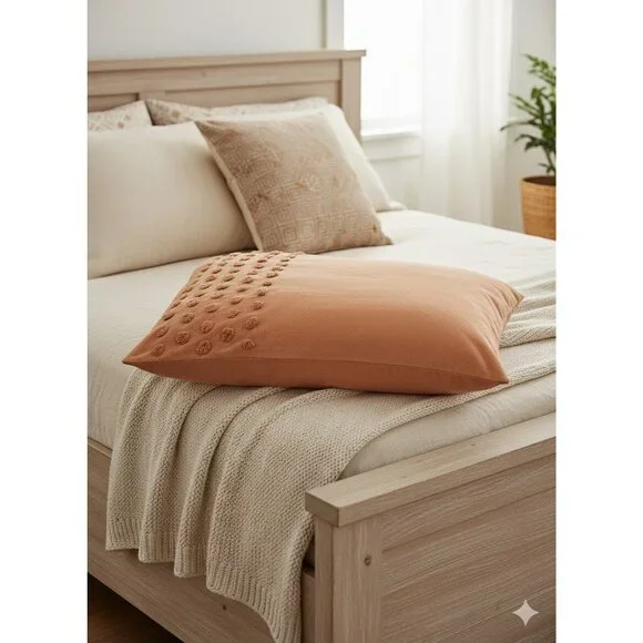 Urban Outfitters Tufted Dot Pillow‎ Sham Rust Orange Cotton Boho Standard Case