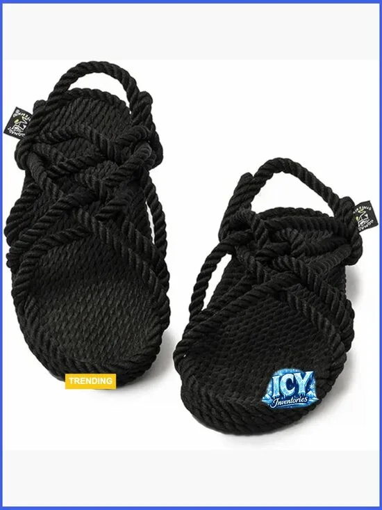 Handmade Rope Sandals with Non-Slip Sole, Lightweight Vegan Sandals