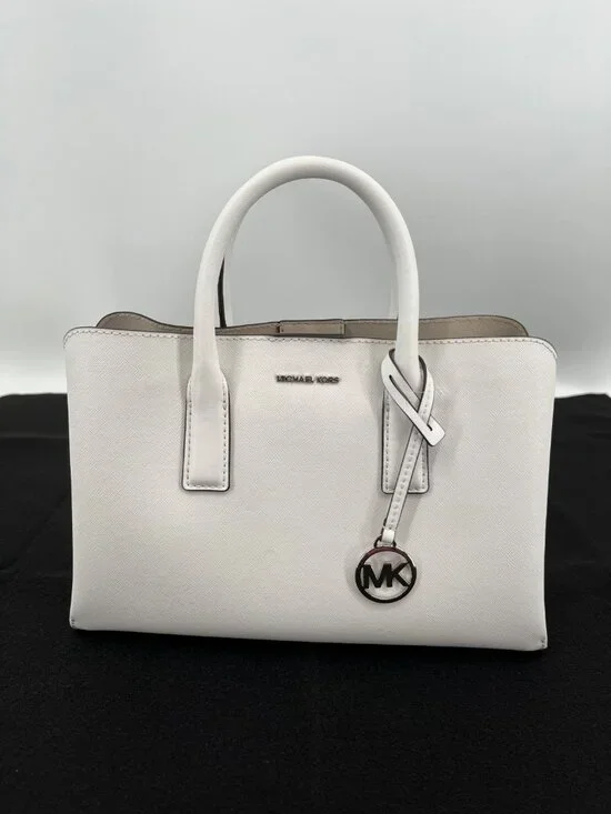 Michael Kors Ruthie Small Satchel White Leather Zip Double Handle Lined Bag