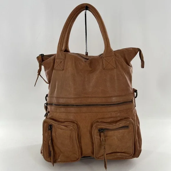 Vintage Danier Tote Large Satchel Bag Compartments Teracotta‎ Honey Brown Purse