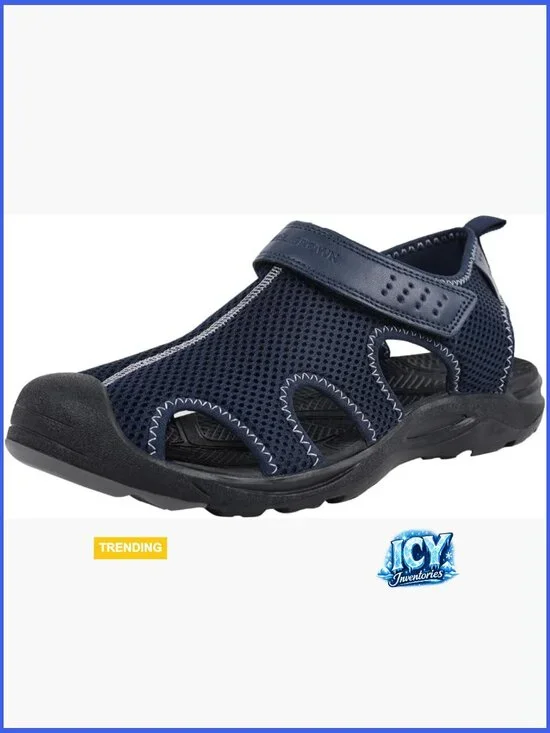 Men's Mesh Hiking Sandals Closed-Toe Athletic Outdoor Summer Waterproof