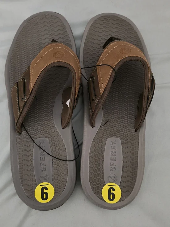 Sperry Brown Leather Flip Flops Men's 9