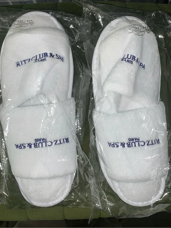 HOTEL RITZ PARIS CLUB SPA EMBROIDERED MENS TERRY SLIPPERS 100% AUTHENTIC NEW