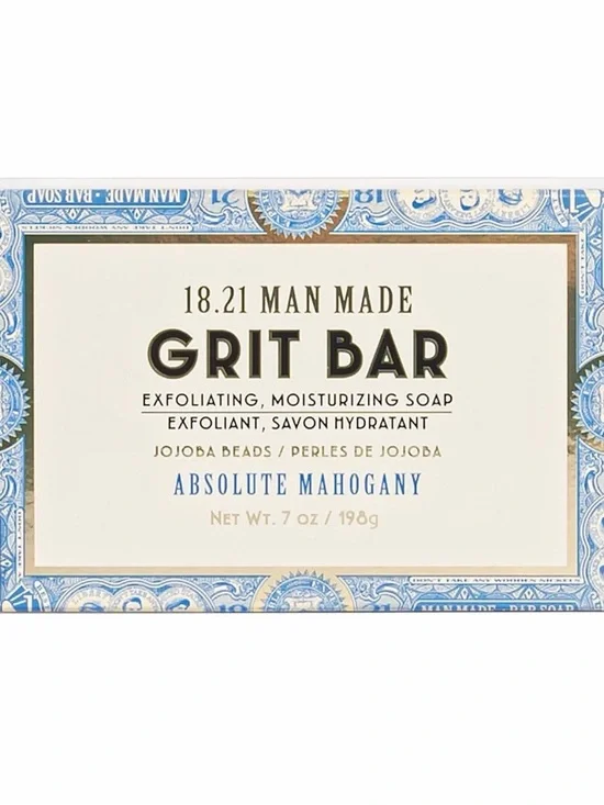 18.21 MAN MADE Grit Bar Absolute Mahogany Exfoliating Soap Bar 7 oz Made in USA