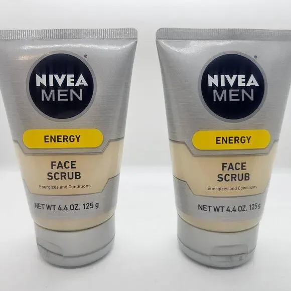 2 Pack Nivea Men Energy Face Scrub 4.4 oz Pre Shave Energizes Conditions NEW