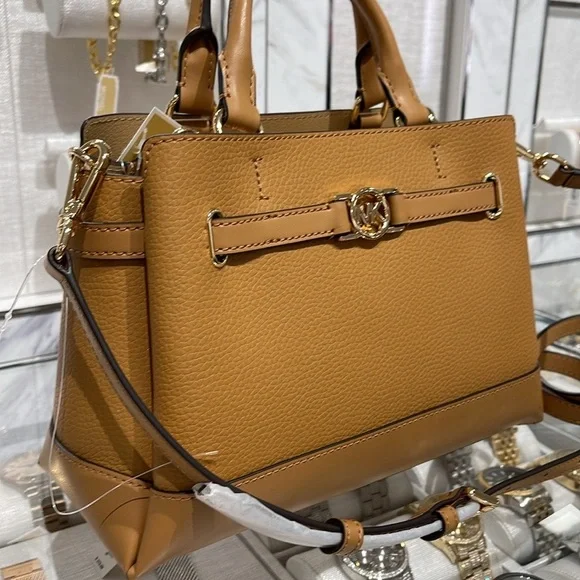 Michael Kors Reed Small Satchel Crossbody Center Zip Bag Color: Deer NWT