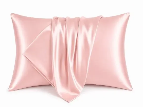 NEW Queen Size Satin Pillowcases Set of 2 Pink Silky Soft