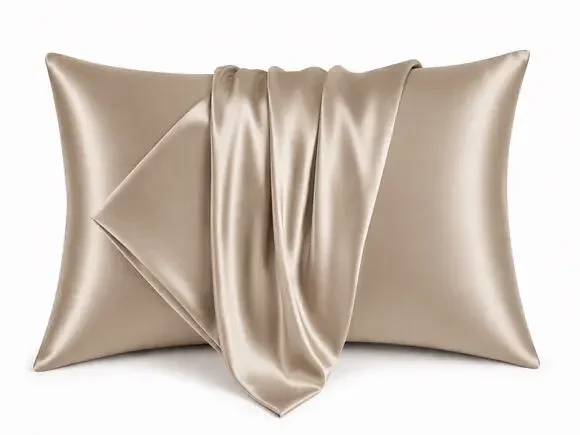 NEW Queen Size Satin Pillowcases Set of 2  Khaki Silky Soft