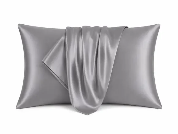 NEW Queen Size Satin Pillowcases Set of 2 Dark Gray Silky Soft