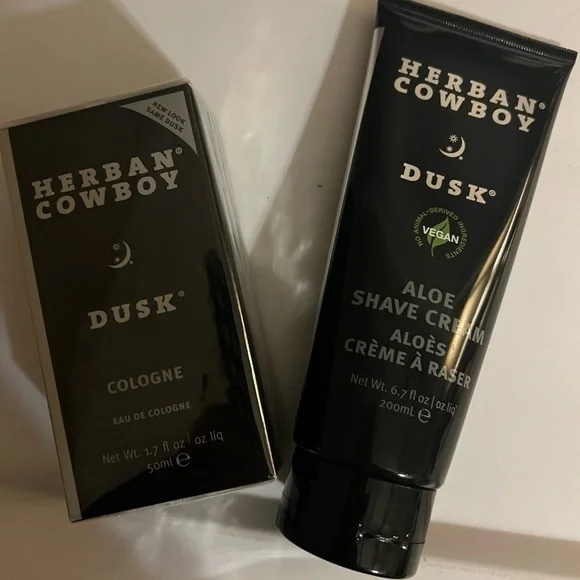 Herban Cowboy Dusk Aloe Shave Cream and Cologne Set - Black