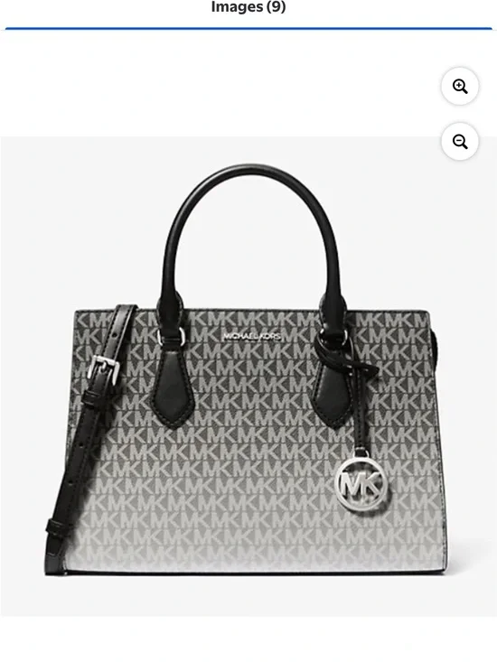 Michael Kors Black and Gray MK Signature Satchel and Jet Set matching wallet