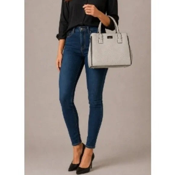 Kate‎ Spade Women's Cream White Pebbled Leather Satchel Handbag
