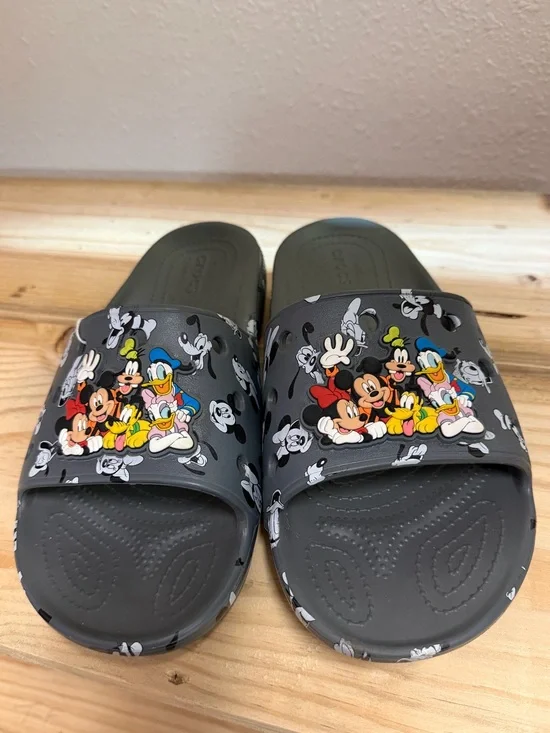 CROCS Grey Mickey & Friends Slide Sandals with Colorful Disney Print