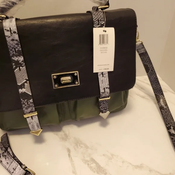 Nwt Steve Madden Black And Green Satchel