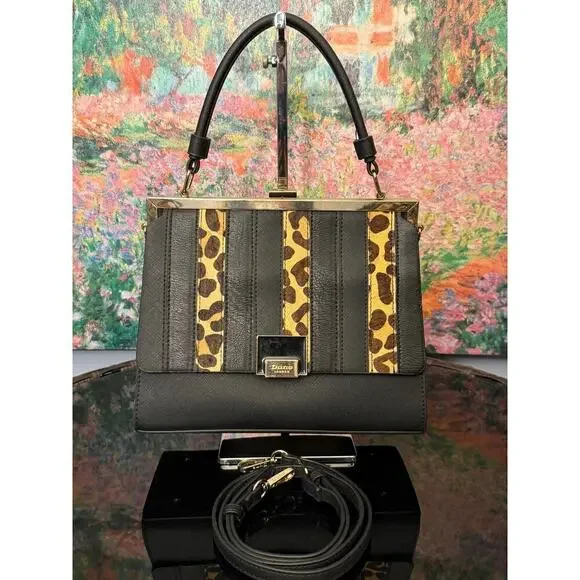 VGUC Dune London Black Faux Leather/Calf Hair Handbag w/ Strap