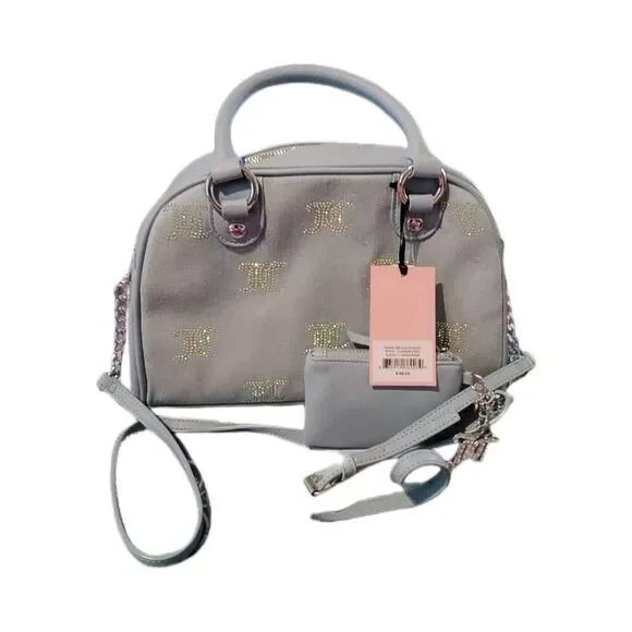 NWT~JUICY COUTURE Lt. Wash Denim Taking the Lead Bowler Style Satchel Bag