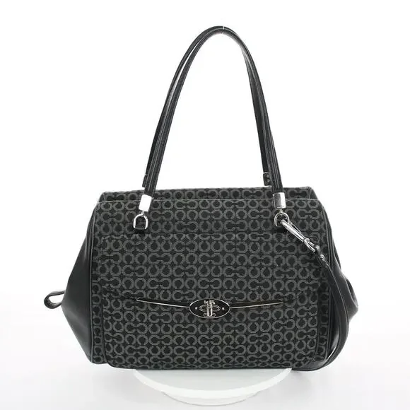 Coach Madison Madeline Black Silver Satchel Bag