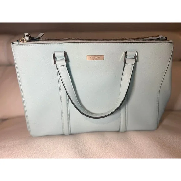 Kate Spade New York Loden Newbury‎ Lane Satchel Hand Bag Light Blue Saffiano