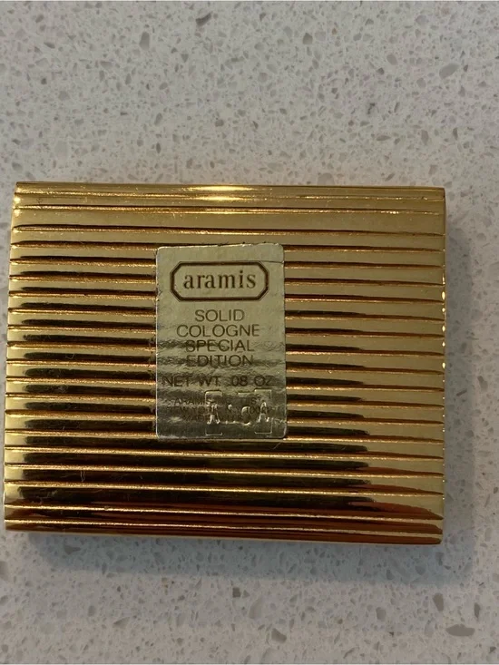 Aramis Gold Striped Solid Cologne Compact, 24K GOLD electroplated striated