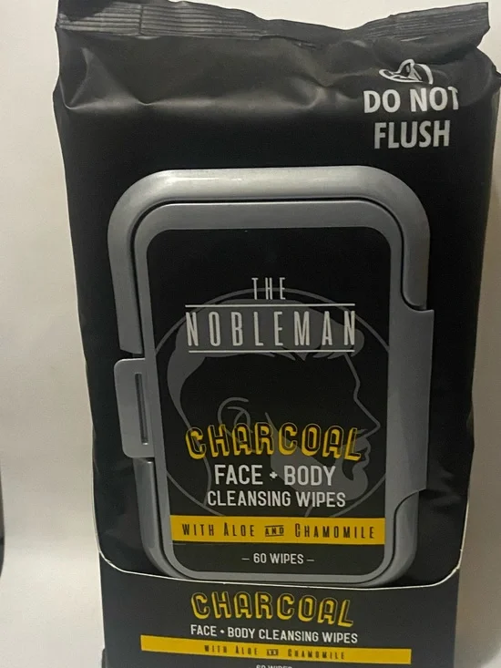 Charcoal Face + Body Cleansing Wipes — Black