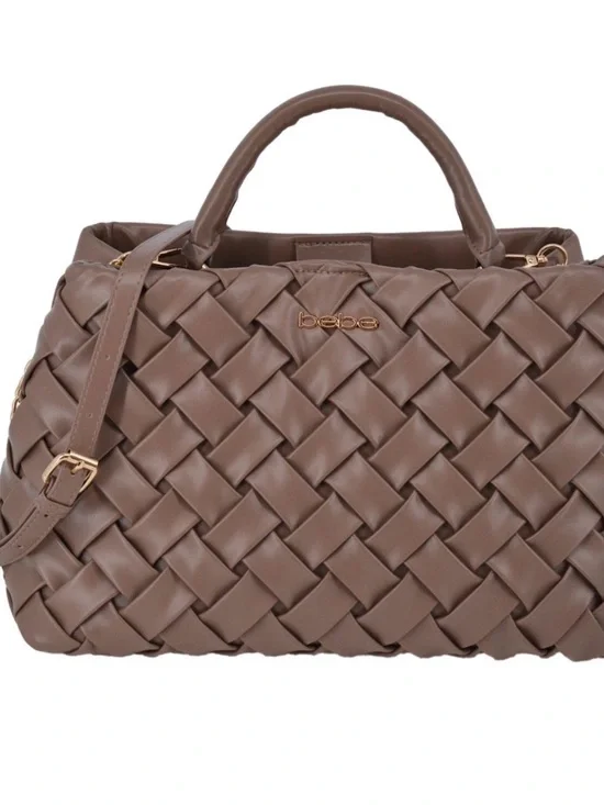 bebe Brown Woven Top-Handle Satchel