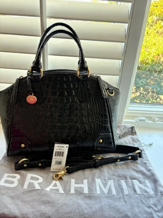 Brahmin Tyler Black Melbourne Leather Satchel