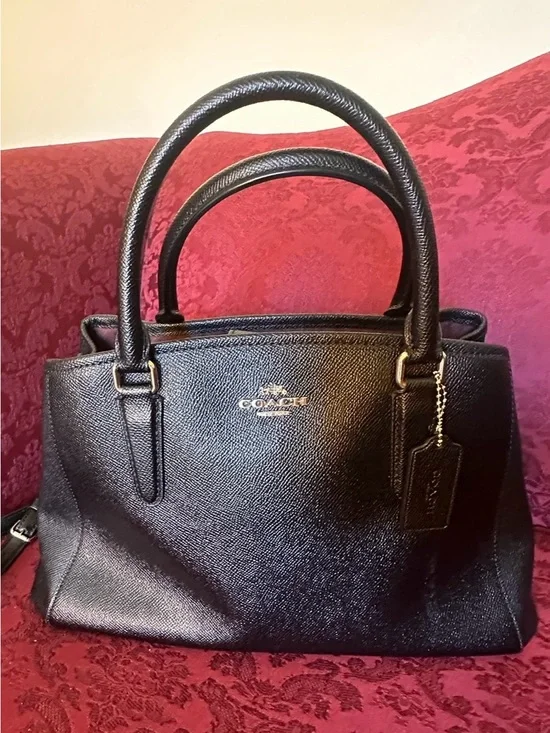 Coach Black Pebbled Leather Satchel with Gold Hardware
