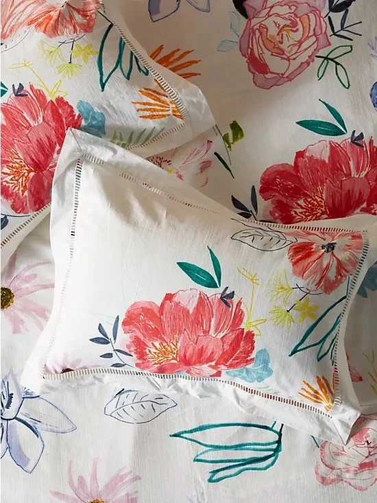 Anthropologie Alicia Galer Sketched Petalwork Shams, Set of 2