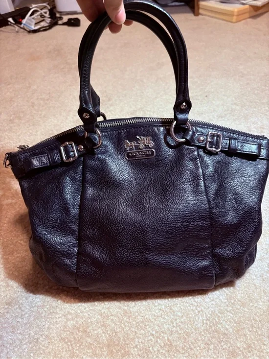 Coach Black Pebble Leather Satchel with Silver Hardware
