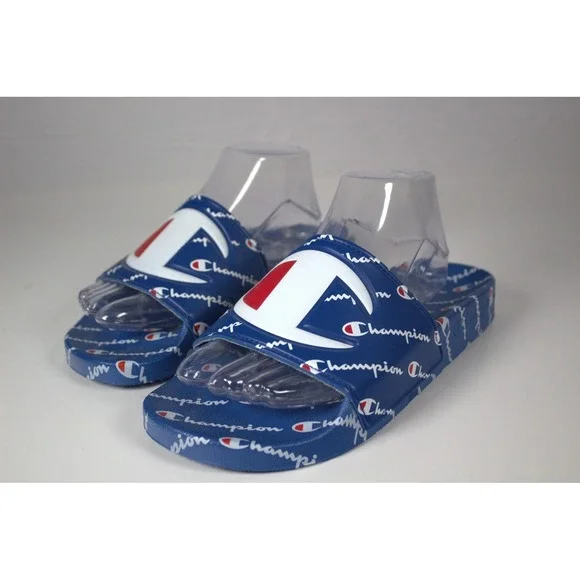 Champion IPO Repeat Mens US 8 M Slide Sandals Royal Blue White Slip On Casual