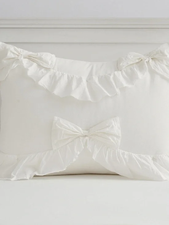 NWT Pottery Barn Teen LoveShackFancy Ruffle Bow Standard Sham Ivory