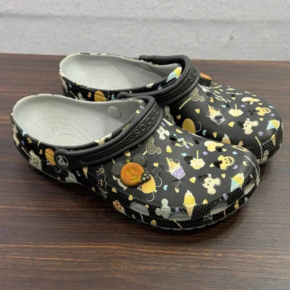 Crocs Classic Clog Disney Mickey Halloween Pumpkin Black Mens 9 Womens 11 Shoes