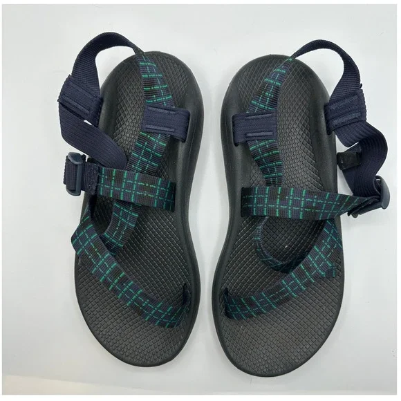 Chaco Z1 Classic Mens 10 Sport Sandals Navy Green Grid Geometric Gorpcore Hiking