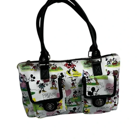 Disney Parks Mickey & Minnie Comic Tote Satchel Purse‎ Handbag
