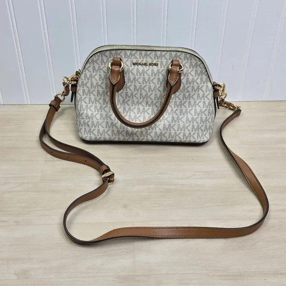 Michael Kors Womens Veronica Small Acorn Signature Logo Satchel Crossbody Bag
