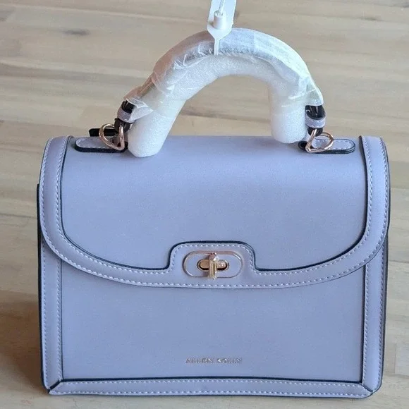 Allen Solly Violet Structured Top Handle Satchel/Crossbody Bag Gold Hardware NWT