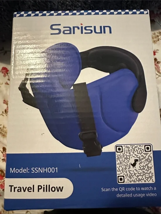 Sarisun Travel Neck Pillow with Black and Blue Panels