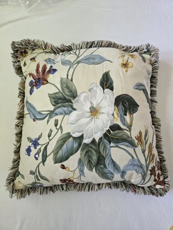Waverly Williamsburg Garden Images III MAGNOLIA FLORAL Fringed Pillow 20